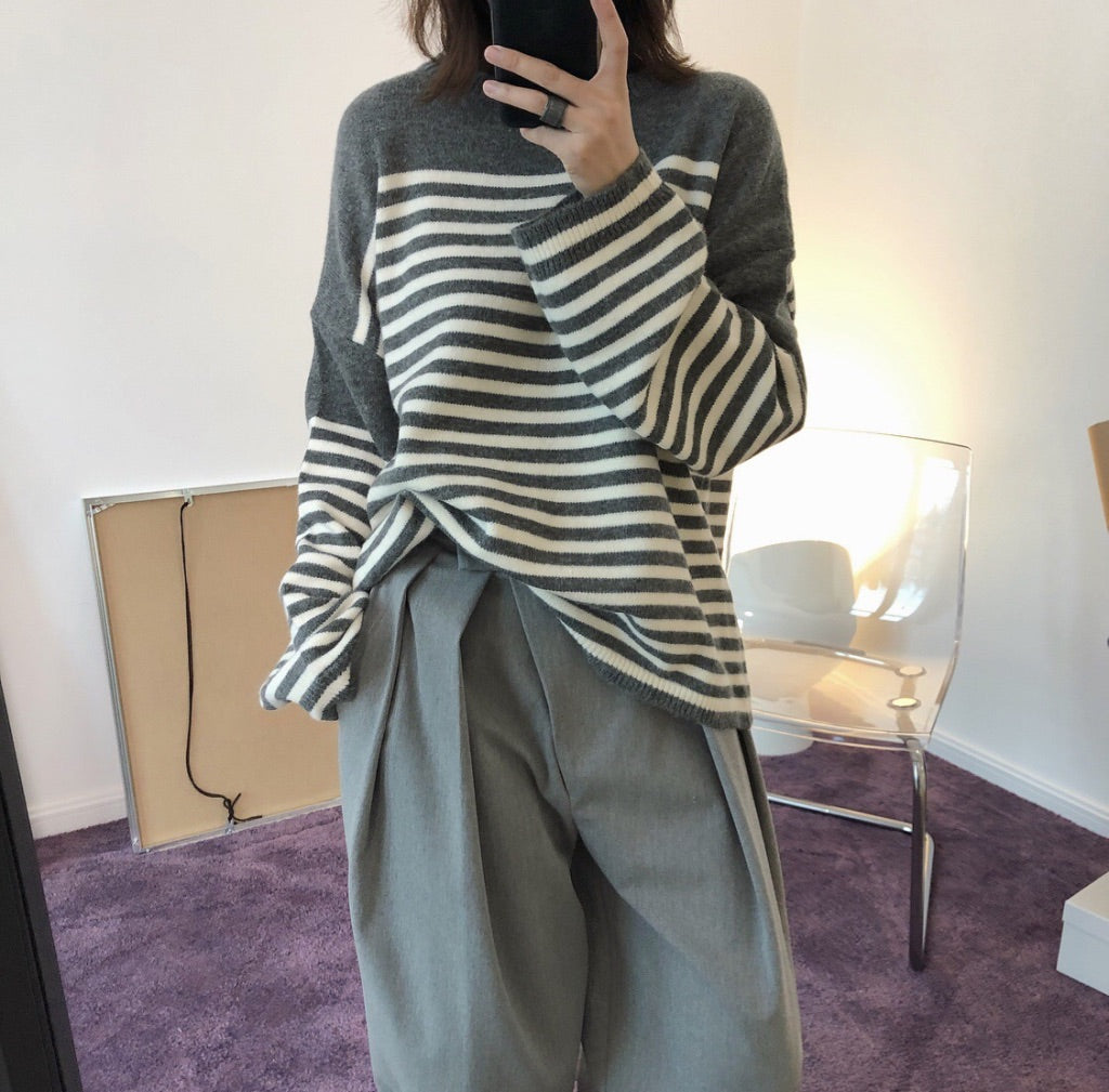 Soft Waxy Striped Sweater for Women