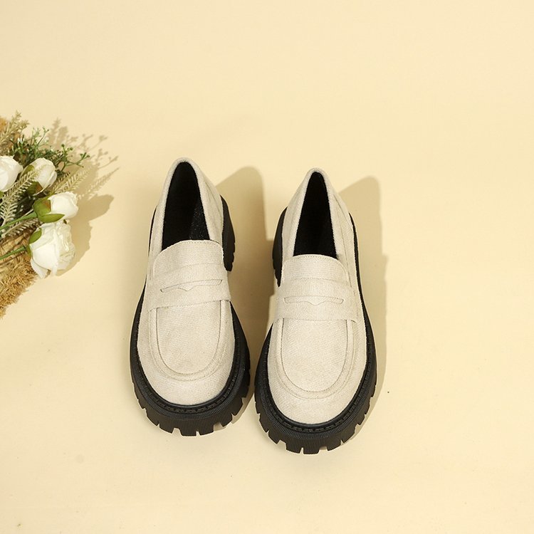 British Style Slip-On Leather Shoes for Women - Retro Platform Casual All-Matching Footwear