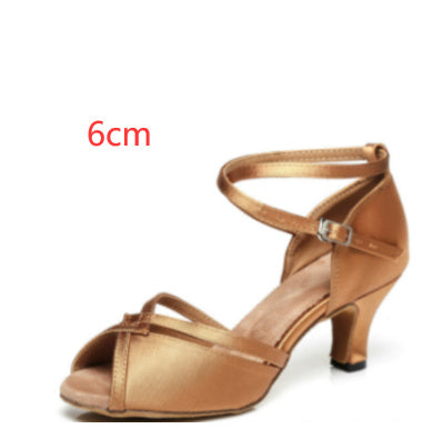 Latin Dance Shoes with Soft Bottom, Seamless Design, and High-Wrapped Heel