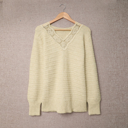 Sweater Women's Autumn And Winter Solid Color Split Lace Stitching