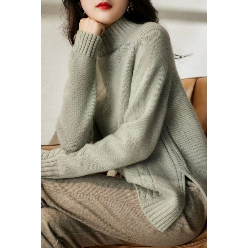 Women's French Style Half Turtleneck Long Sleeve Knitted Sweater