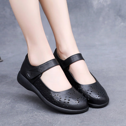 Genuine Leather Hollow-Out Cozy Sandals