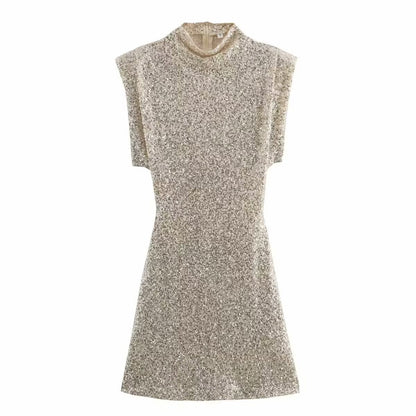 Women's Sleeveless Sequin Dress with Stylish Design