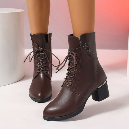 Women's British-Style Boots with Thick Sole