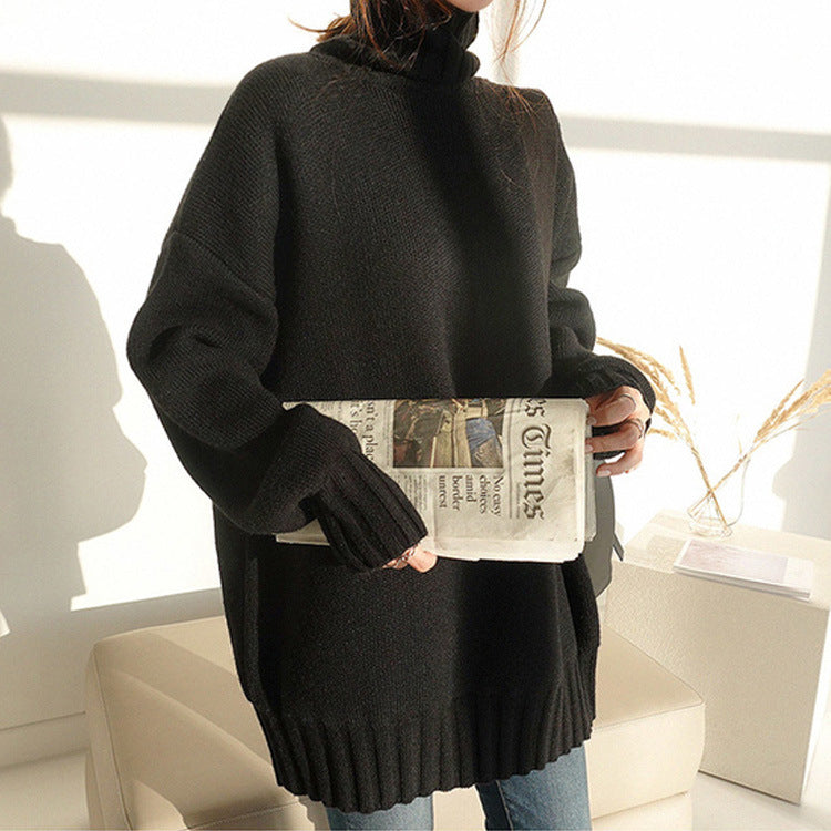 High-neck padded sweater sweater