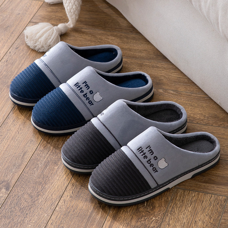 Plus Size Men's Indoor Cotton Slippers – Warm and Non-Slip