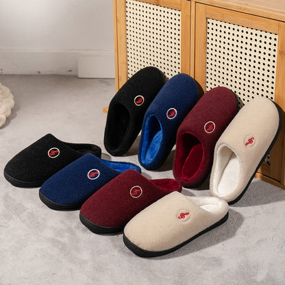 Warm Velvet Woolen Non-Slip Cotton Slippers for Couples