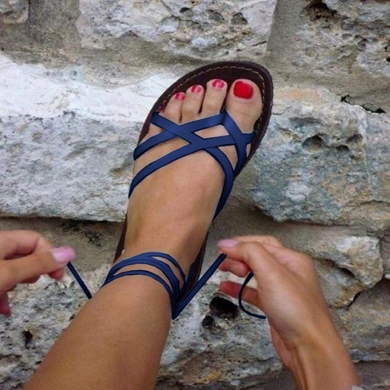 Flat Cross Strap Sandals in Plus Sizes - Ideal for Summertime