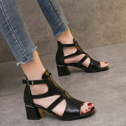 Fashion Medium Low Heel Sandals