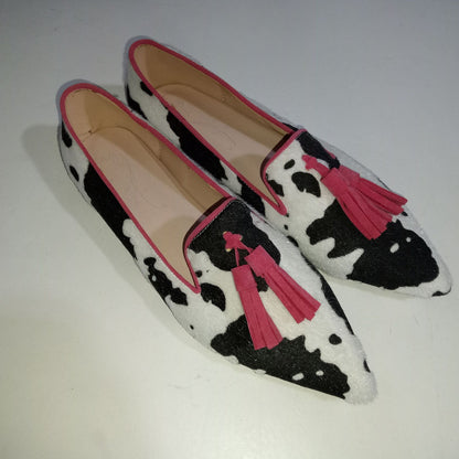 Women's Cow Print Tassel Casual Loafers