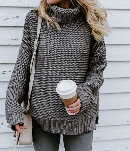 Thick line turtleneck sweater