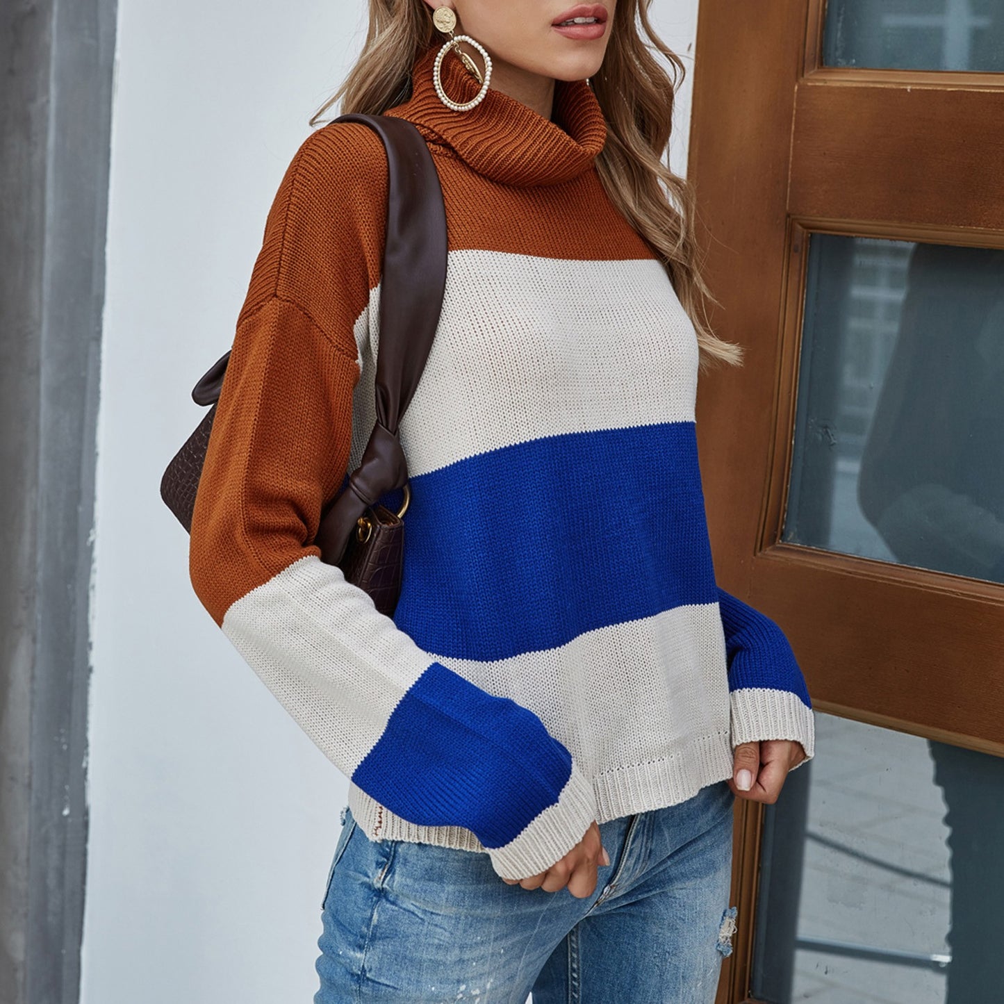 Striped turtleneck sweater