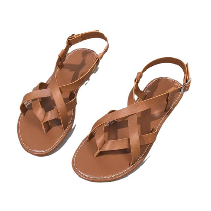 Women's Round Toe Open Toe Sandals with Straight Buckle