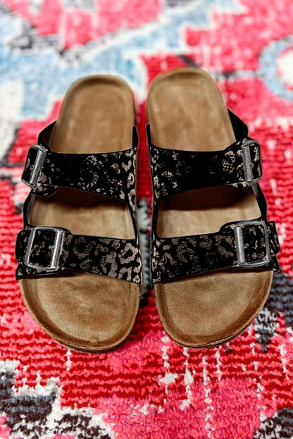 Casual Beach Double Buckle Cork Slippers