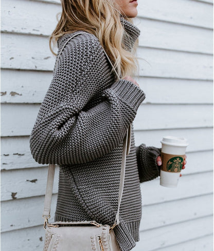 Thick line turtleneck sweater