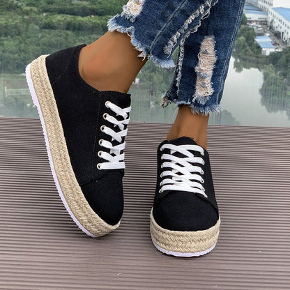 Comfortable Women's Woven Casual Pumps with Fashionable Platform Design