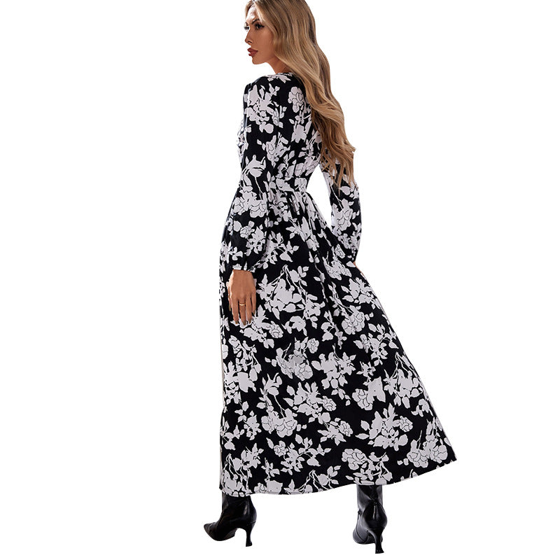 Casual Women's Printed Dress With High Waist