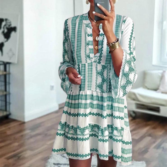 European And American New Fashion Printed Bohemian Dress