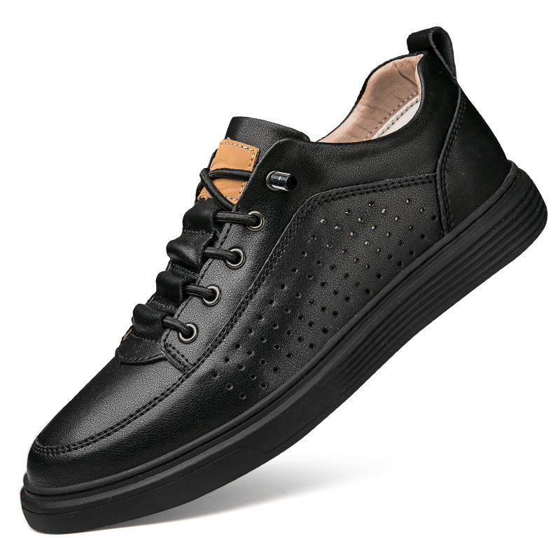 Men's Plus Size Retro Leather Skateboard Shoes with Soft Punched Design