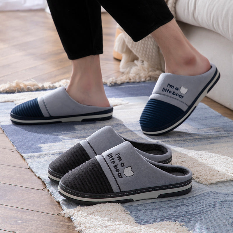 Plus Size Men's Indoor Cotton Slippers – Warm and Non-Slip