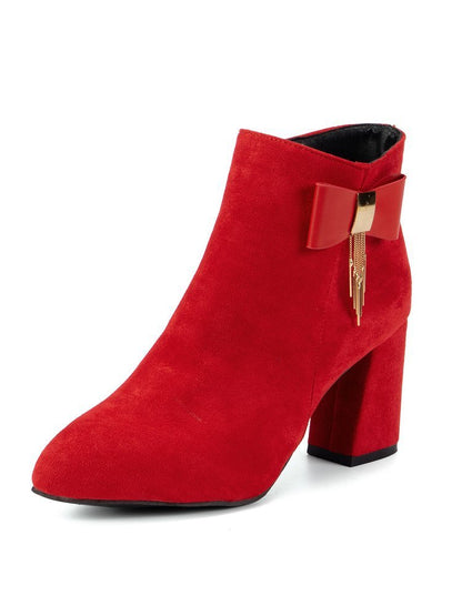 New Festive Chunky Heel Boots – Side Zipper Design