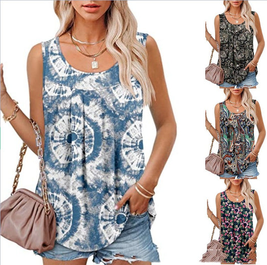 Women's Sleeveless Loose Printed Vest