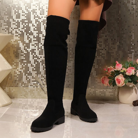 Women's High Platform Fashion Boots – Solid Color Design