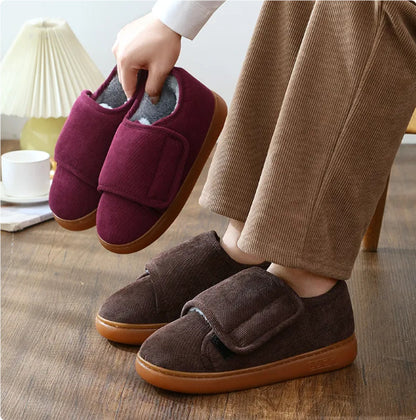 Men's and Women's Large Opening Warm Cotton Slippers with Bag Heel