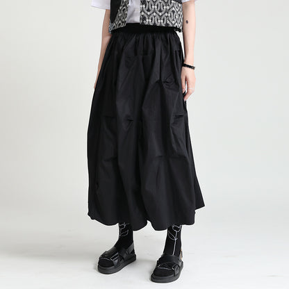 Dark Summer Loose High Waist Mid-length Design Sense Niche A- Line Skirt