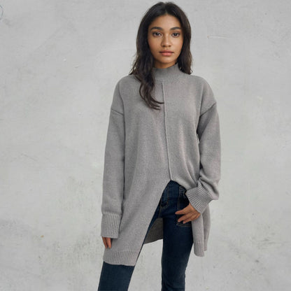 Pure Color Half-Collar Pullover Sweater – Fall & Winter Collection