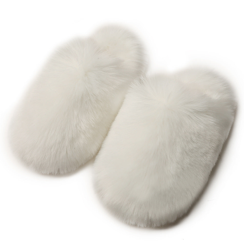 Women's Fluffy Slippers – Autumn and Winter Home Fleece-Lined Warm Artificial Fur