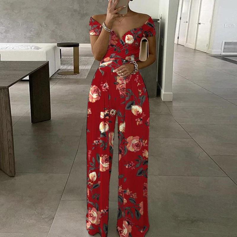 Women's Fashion One-shoulder Print Temperament Jumpsuit