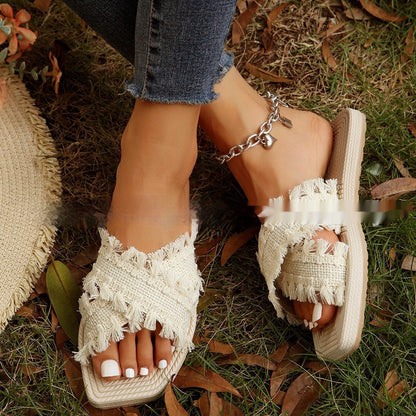 Comfortable EVA Beach Flat Sandals with Tassels