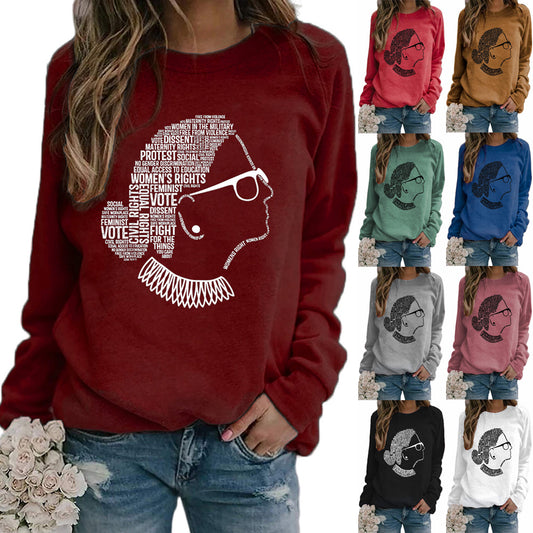 Justice Monogram Print Crew Neck Long Sleeve Sweatshirt