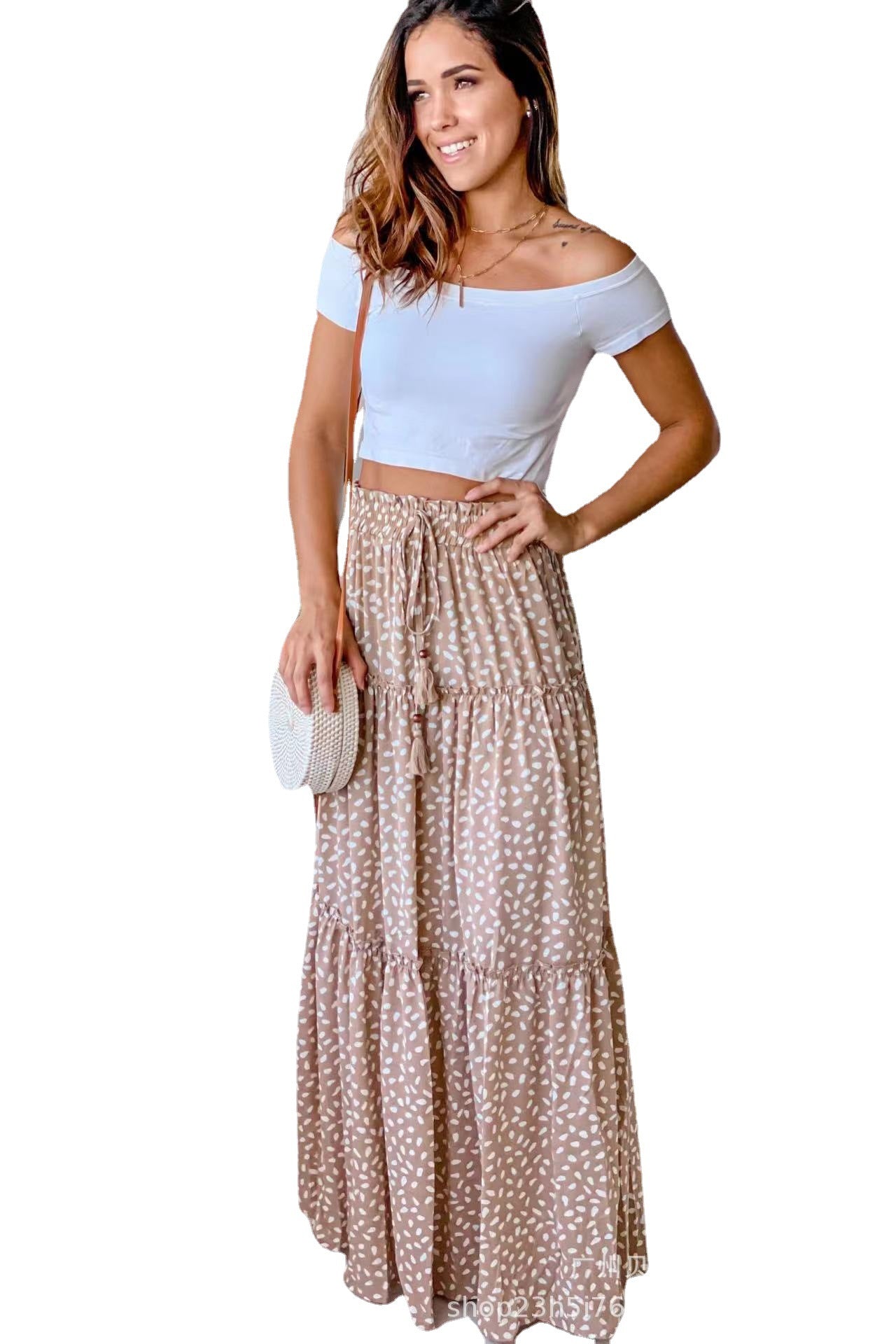 Elastic Waist Pleated Mid Waist Classic Midi Skirt