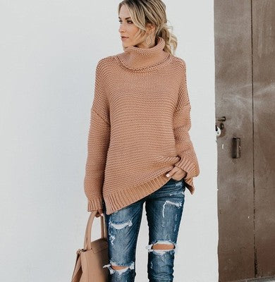 Thick line turtleneck sweater