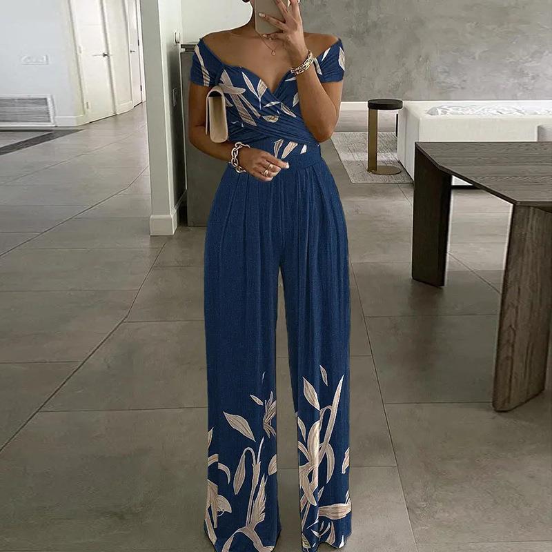 Women's Fashion One-shoulder Print Temperament Jumpsuit