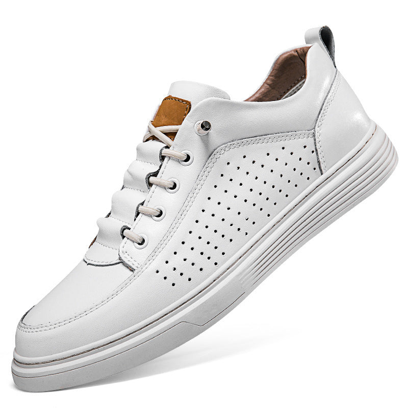 Men's Plus Size Retro Leather Skateboard Shoes with Soft Punched Design