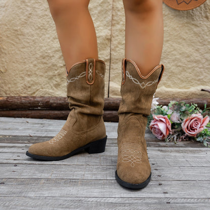 Women's Vintage Embroidered Western Cowboy Boots