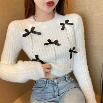 Women's Knitted Long Sleeve Bottom Layer Sweater