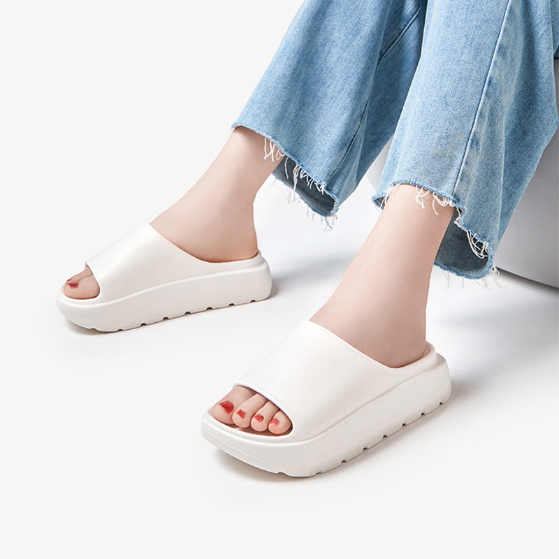 Thick-Soled Beach Slippers for Women: Fish Mouth Style with a 5.5cm Heel