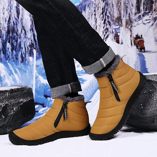 Outdoor Thickening Thermal Cotton Shoes Zipper Fleece-lined Winter Men's Shoes