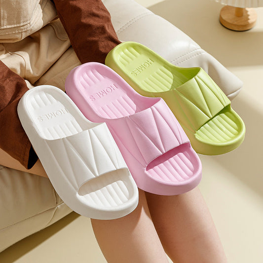 Summer Home Slippers: Non-Slip Design with Striped Pattern, Thick Sole, Ideal for Women and Men