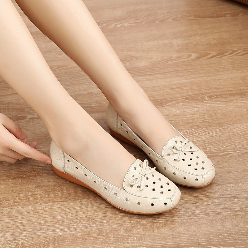 Women's Summer Hollow-Out Leather Flat Shoes