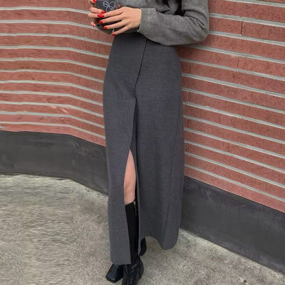 Slit Design Minority All-match Overknee Long Skirt