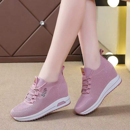 Fashionable Platform Sneakers – Breathable Flying Woven Running Shoes