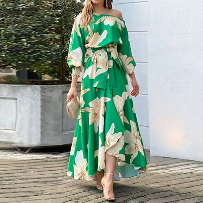 Women's Printed Lantern Sleeve Dress