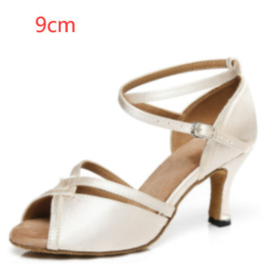 Latin Dance Shoes with Soft Bottom, Seamless Design, and High-Wrapped Heel