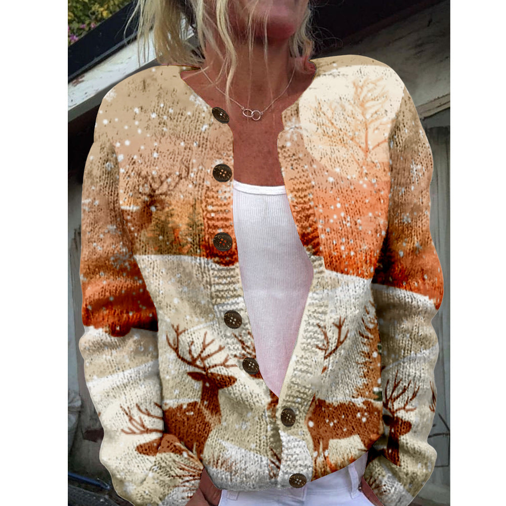 Women's Floral Cardigan with Animal-Inspired Elements