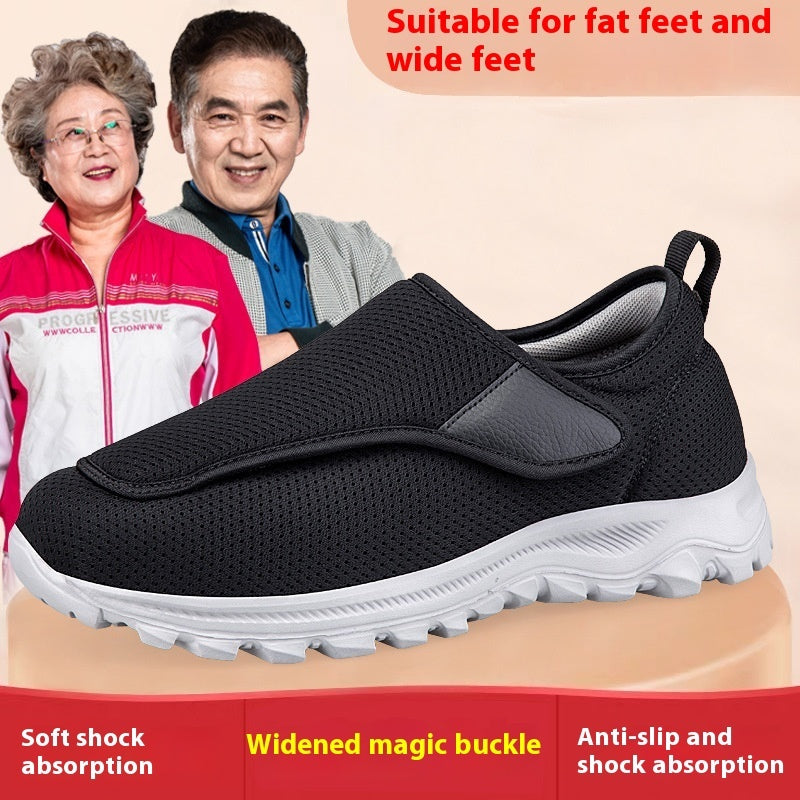 Men's Adjustable Velcro Walking Shoes for Widened Instep and Swollen Feet